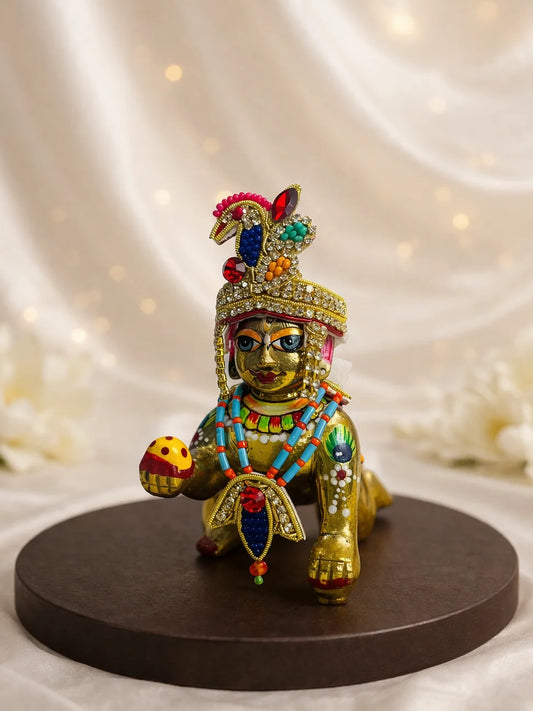 Shringar Shobha mukut and mala set for deity with elegant traditional design