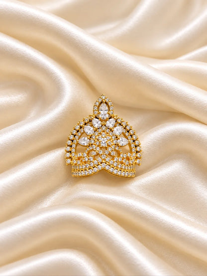 Shwet Kamal AD Mukut for Deity with white lotus-inspired design and sparkling American Diamond detailing

