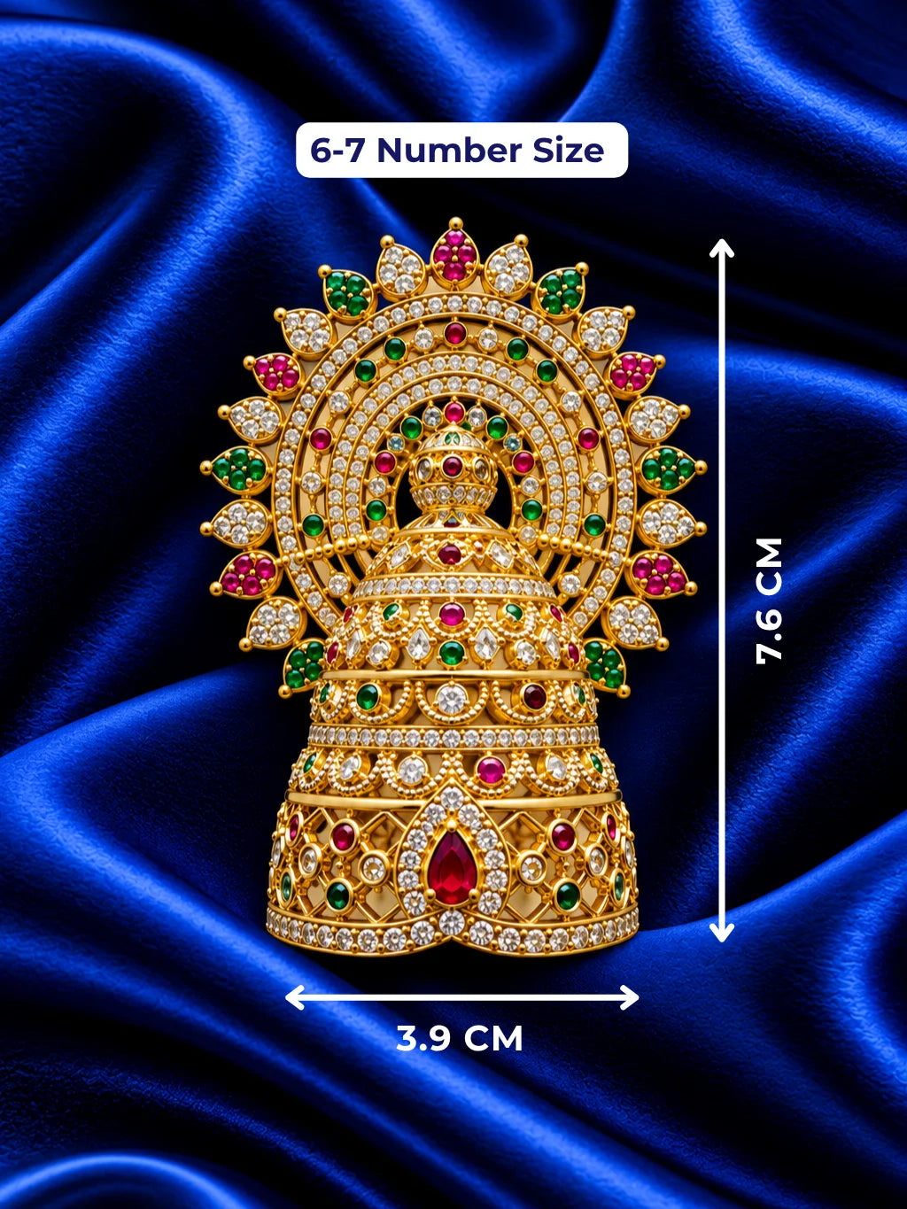 Shwet Ratna Darbar AD Mukut for Deity with white jewel-inspired styling and sparkling American Diamond detailing
