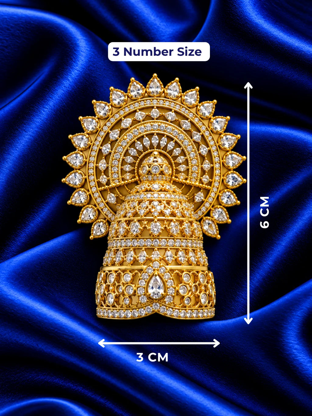 Shwet Ratna Darbar AD Mukut for Deity with white jewel-inspired styling and sparkling American Diamond detailing
