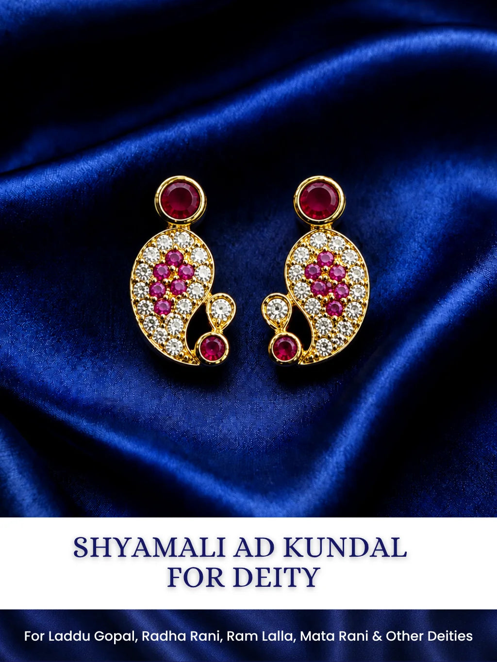 Shop Shyamali AD Kundal for Deity, featuring sparkling AD stones for an elegant finishing touch to daily, festive and temple shringar.