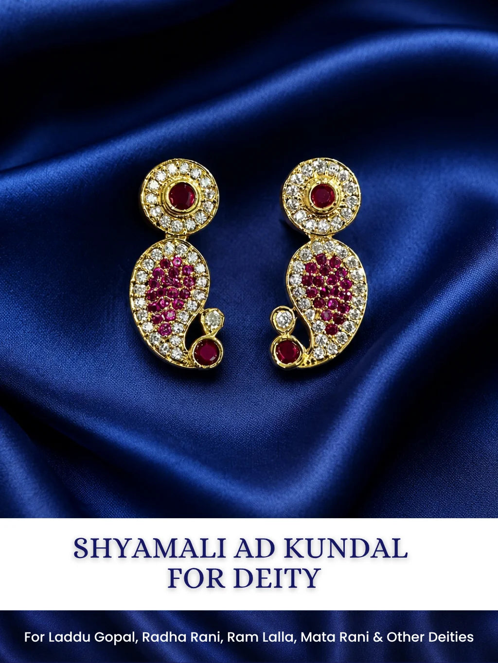 Shop Shyamali AD Kundal for Deity, featuring sparkling AD stones for an elegant finishing touch to daily, festive and temple shringar.