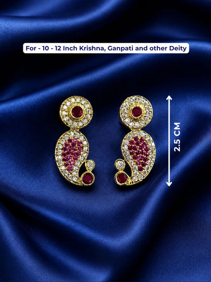 Shop Shyamali AD Kundal for Deity, featuring sparkling AD stones for an elegant finishing touch to daily, festive and temple shringar.