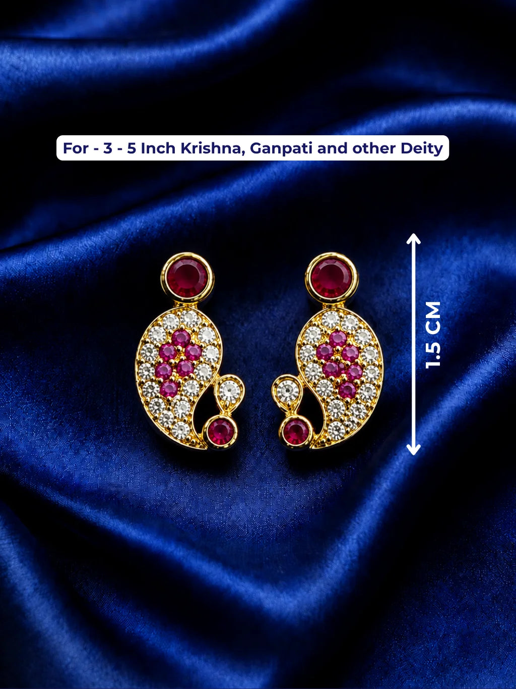 Shop Shyamali AD Kundal for Deity, featuring sparkling AD stones for an elegant finishing touch to daily, festive and temple shringar.
