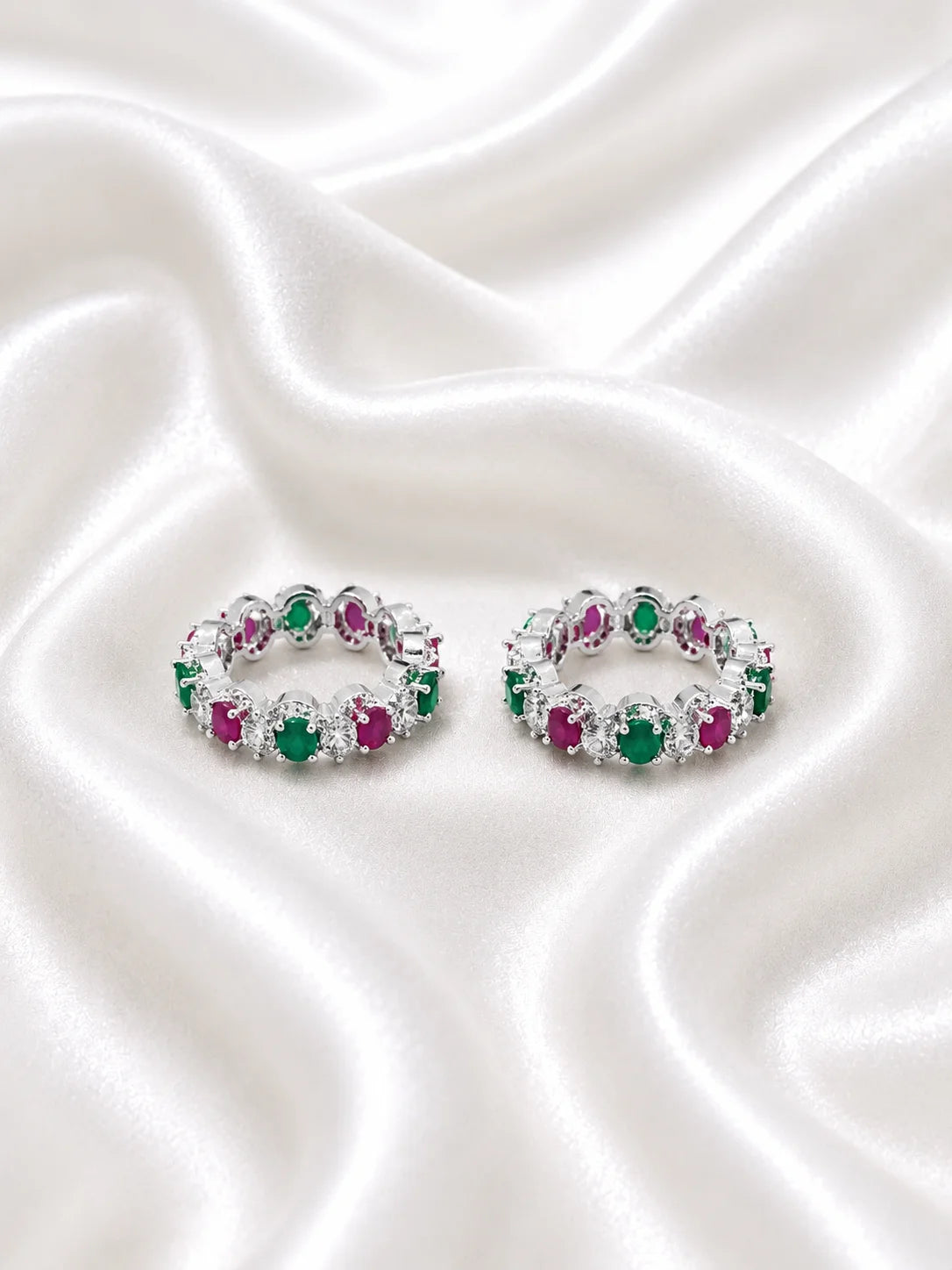 Premium Silver Plated American Diamond Bangles for Deity