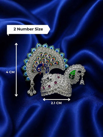 Silver Color Peacock Utsav AD Mukut for Deity