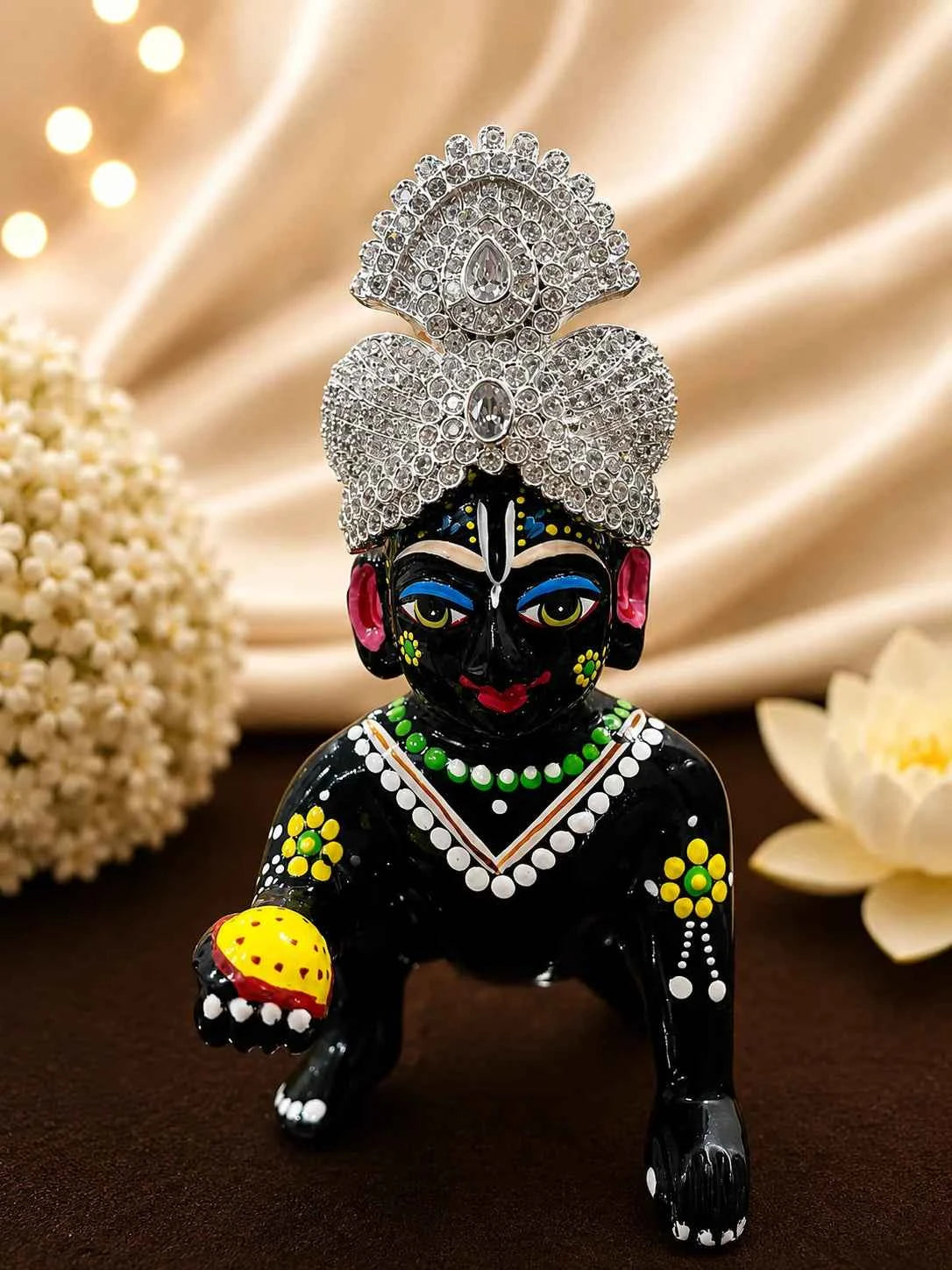 Golden Plated Jadau AD Mukut for Deity