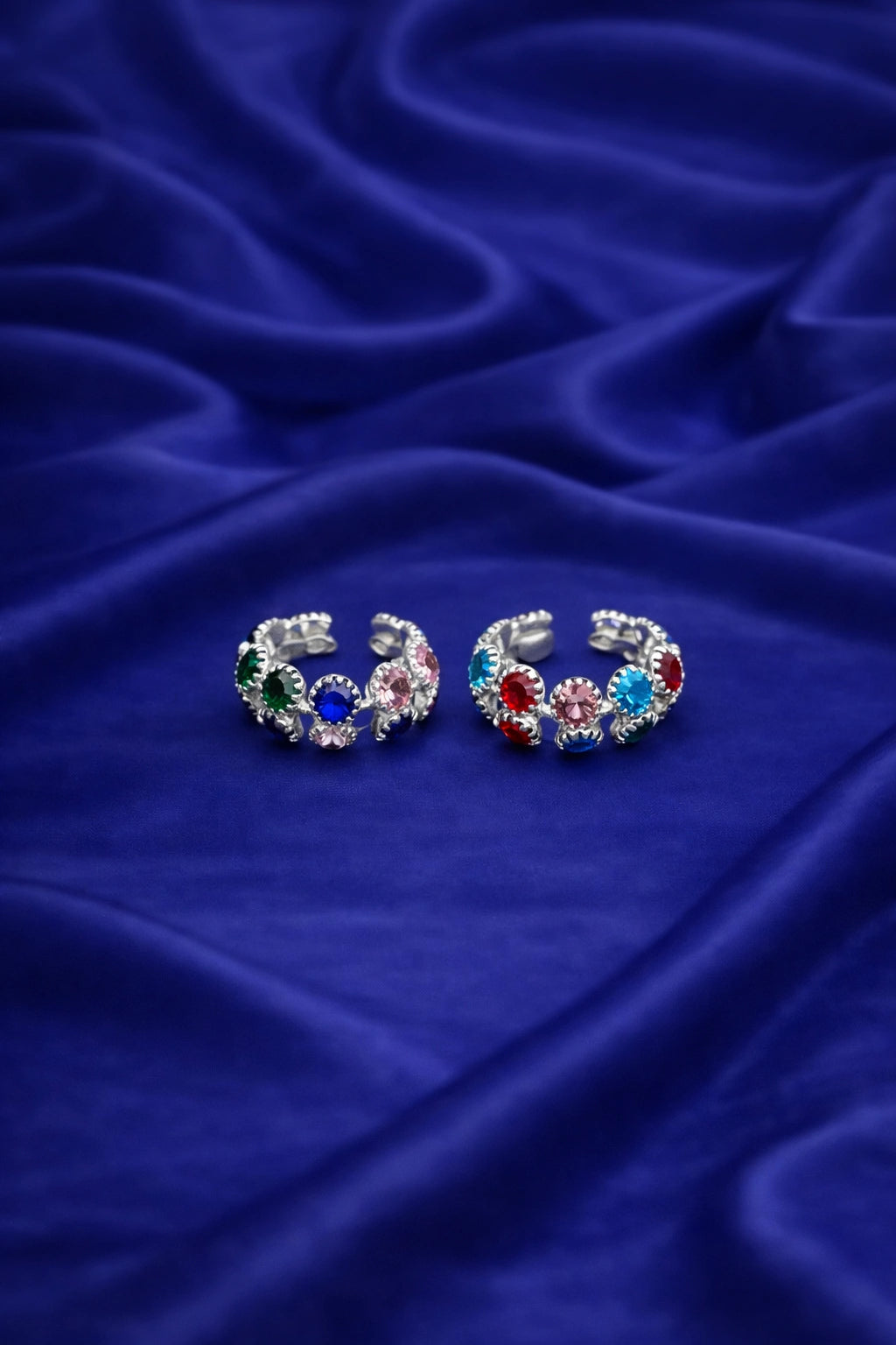 Silver finish multicolor stone Laddu Gopal bangles for Thakur Ji shringar