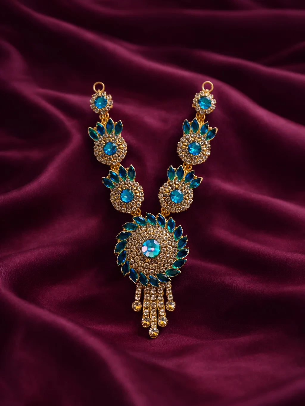 Sky Blue Designer Necklace for Deity