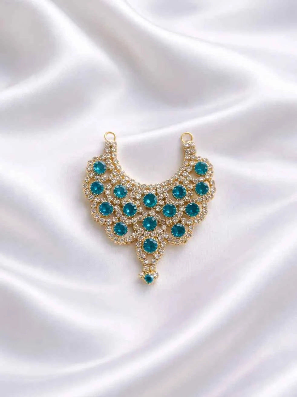 Sky Blue Stone Jerken Necklace for Deity