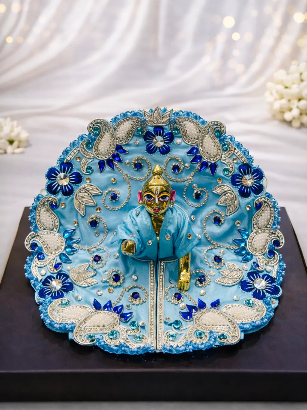 Sky blue Laddu Gopal dress for peaceful daily shringar