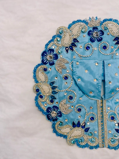 Sky blue Laddu Gopal dress for peaceful daily shringar