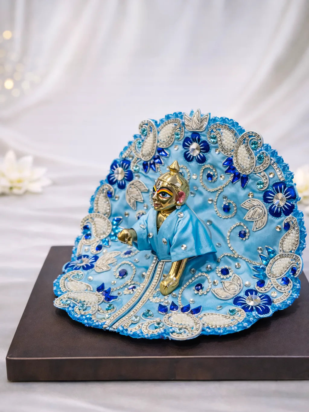 Sky blue Laddu Gopal dress for peaceful daily shringar