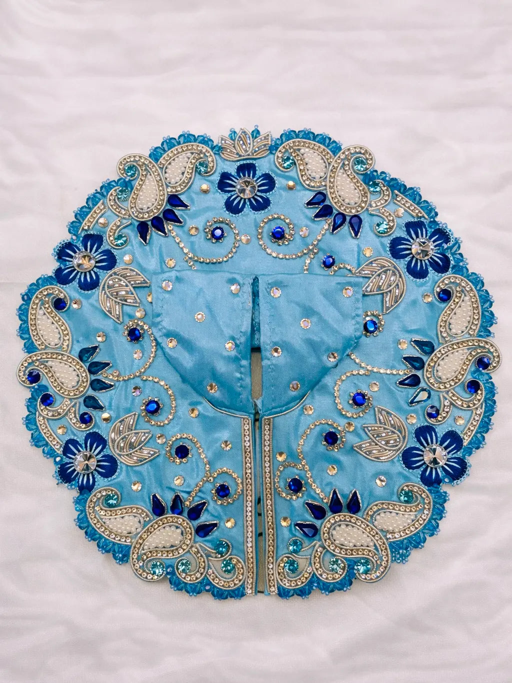 Sky blue Laddu Gopal dress for peaceful daily shringar