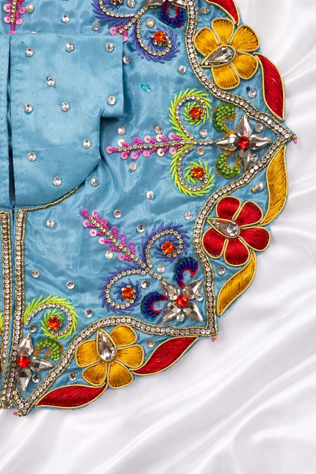 Sky blue multicolor stone work Laddu Gopal dress premium festive shringar