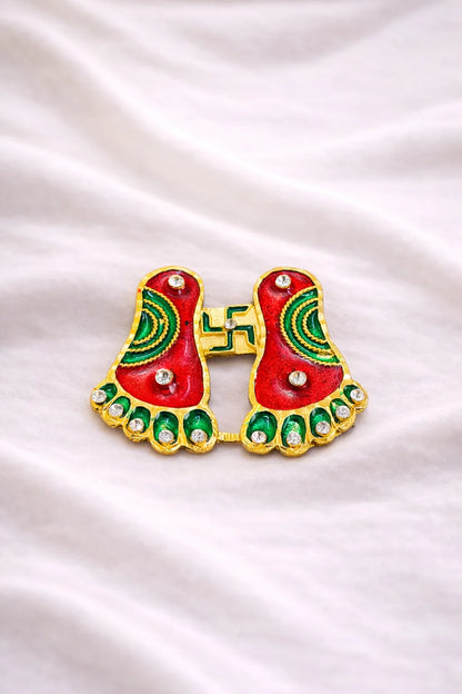 Designer stone work Laxmi ji charan shringar for divine paduka worship