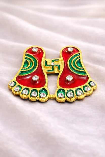Designer stone work Laxmi ji charan shringar for divine paduka worship
