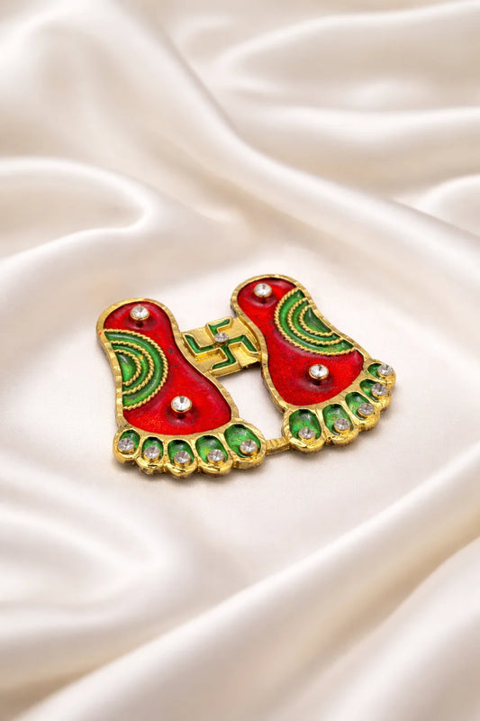 Designer stone work Laxmi ji charan shringar for divine paduka worship