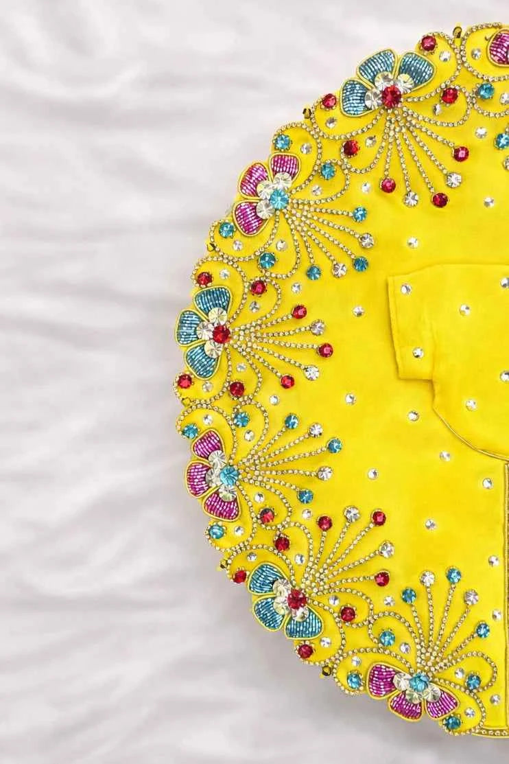 Stone Work Yellow Colour Laddu Gopal Dress