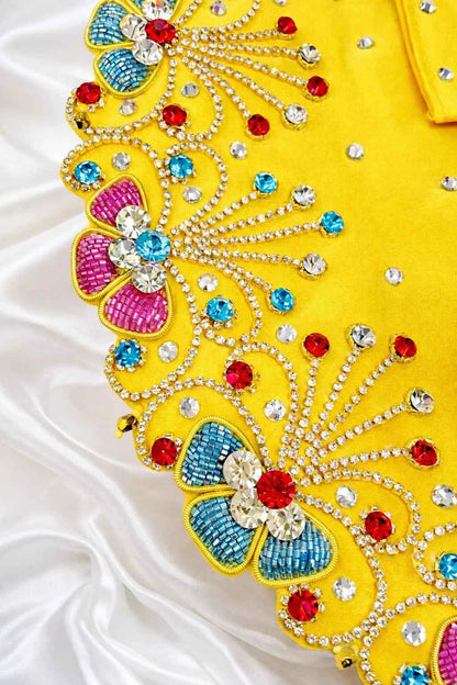 Stone Work Yellow Colour Laddu Gopal Dress