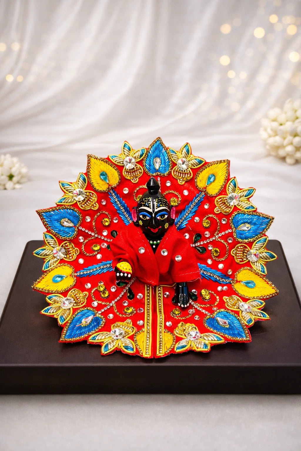 Stone work multicolor Laddu Gopal dress handcrafted festive shringar poshak