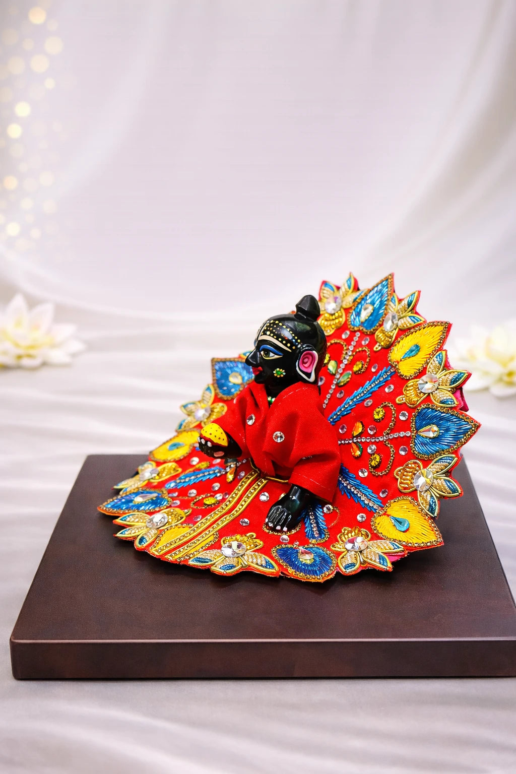 Stone work multicolor Laddu Gopal dress handcrafted festive shringar poshak