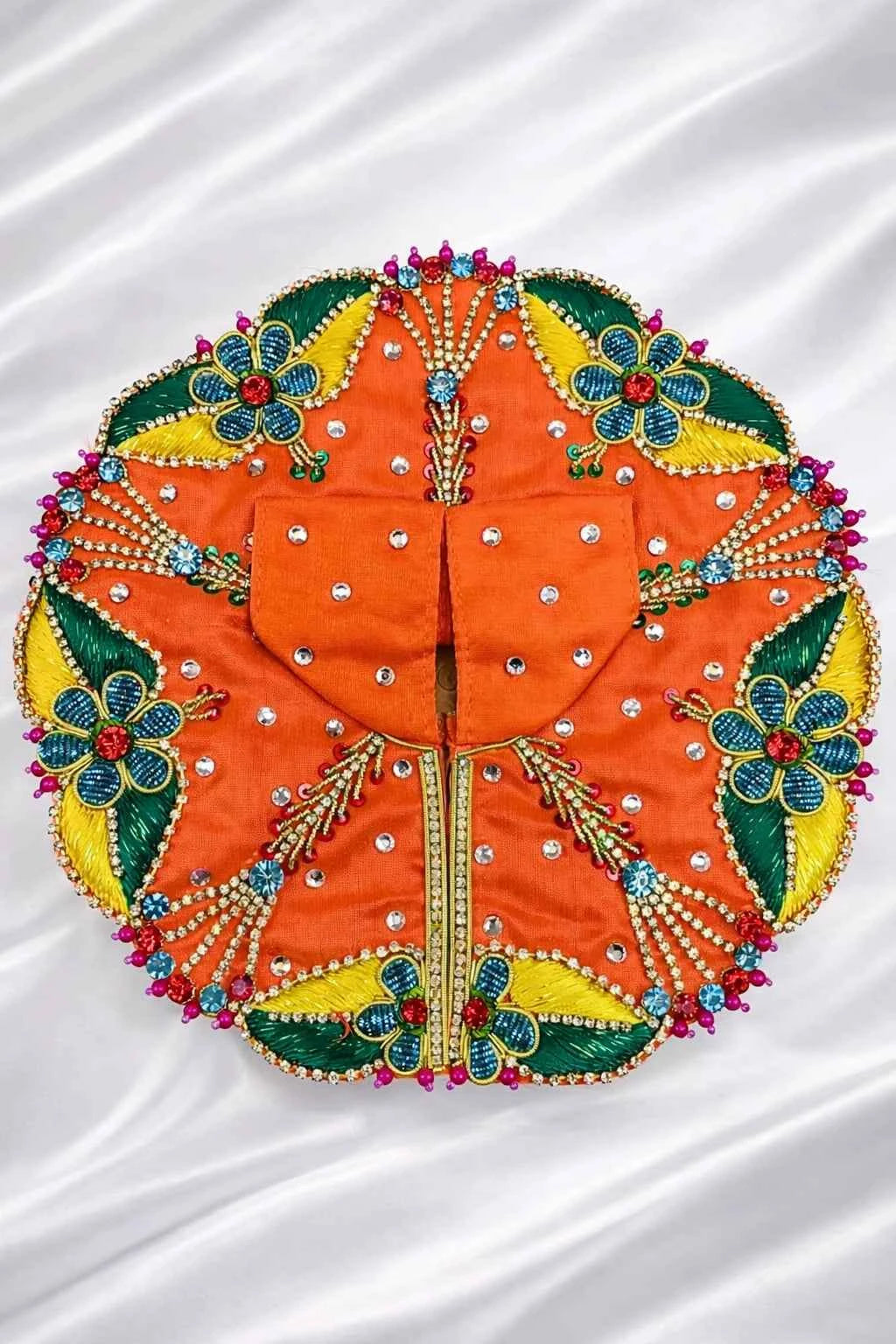 Stone Work Orange Laddu Gopal Dress