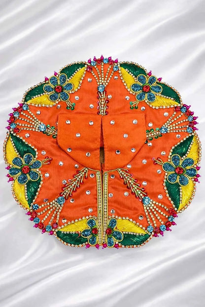 Stone Work Orange Laddu Gopal Dress
