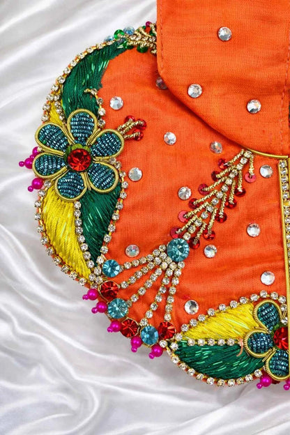 Stone Work Orange Laddu Gopal Dress
