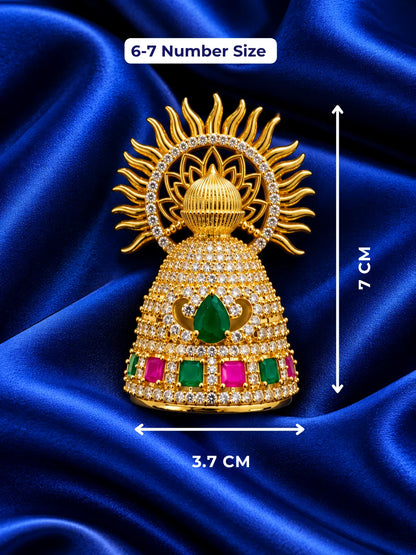 Shop Surya Kalash AD Mukut for Deity with radiant Surya-inspired styling, Kalash-inspired artistry and sparkling AD work for grand divine shringar.

