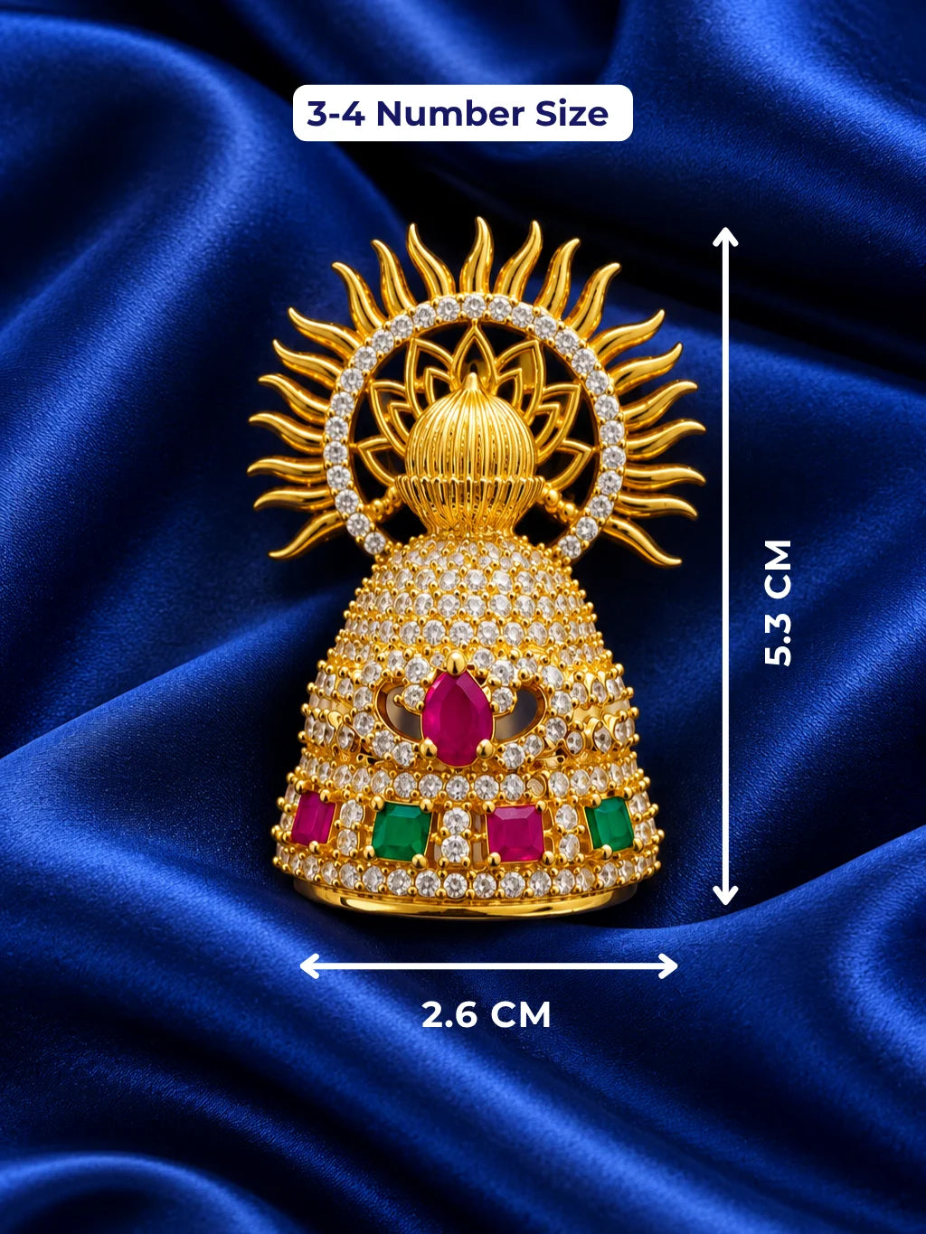 Shop Surya Kalash AD Mukut for Deity with radiant Surya-inspired styling, Kalash-inspired artistry and sparkling AD work for grand divine shringar.
