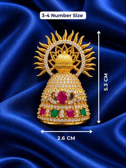 Shop Surya Kalash AD Mukut for Deity with radiant Surya-inspired styling, Kalash-inspired artistry and sparkling AD work for grand divine shringar.
