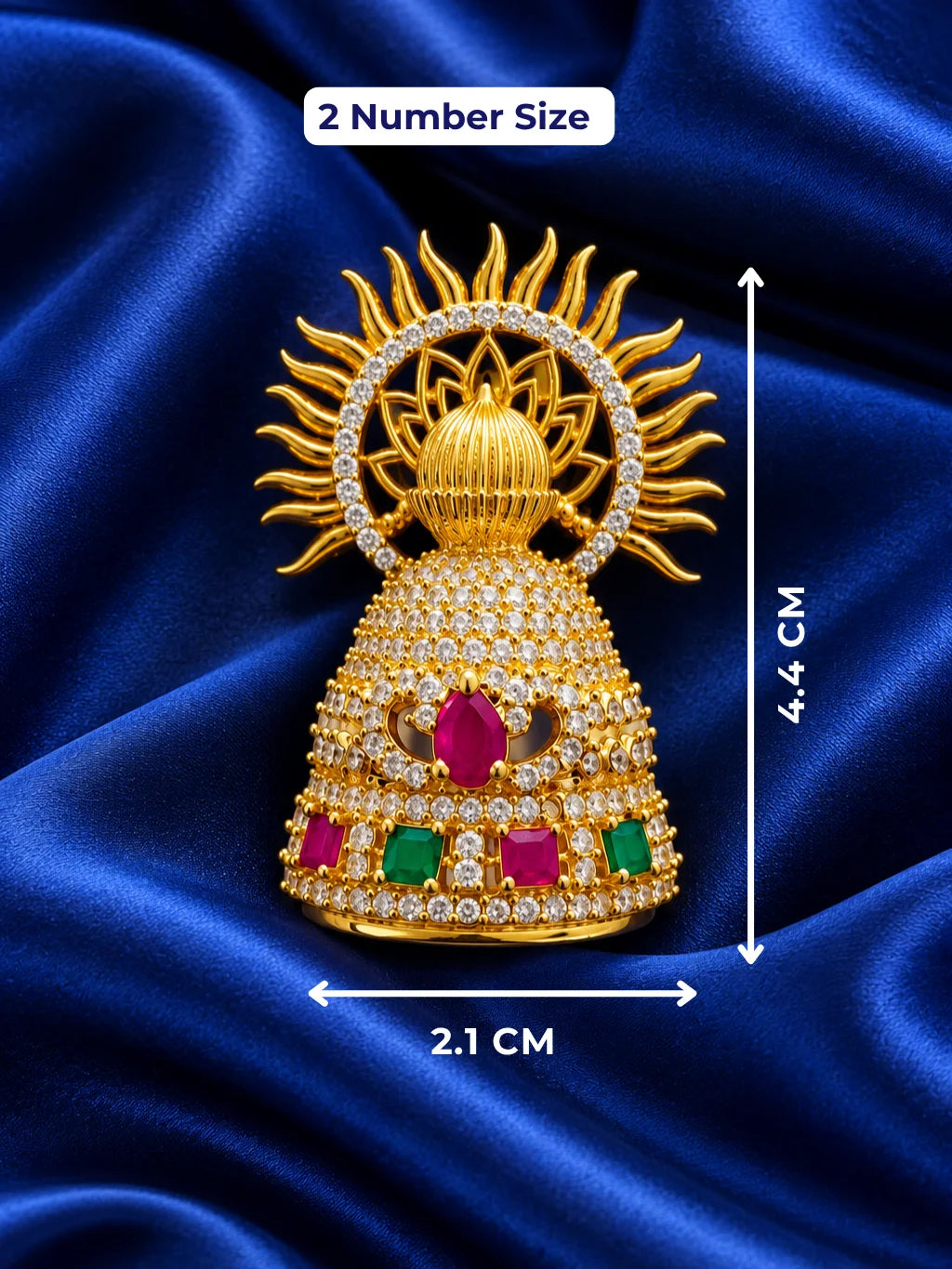 Shop Surya Kalash AD Mukut for Deity with radiant Surya-inspired styling, Kalash-inspired artistry and sparkling AD work for grand divine shringar.
