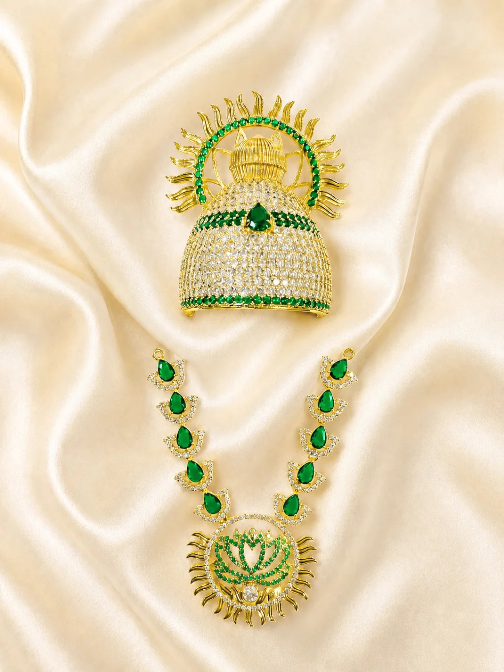 Surya Mahal AD Jewellery Set, featuring radiant stonework and a majestic design for royal everyday and festive shringar.