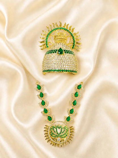 Surya Mahal AD Jewellery Set, featuring radiant stonework and a majestic design for royal everyday and festive shringar.