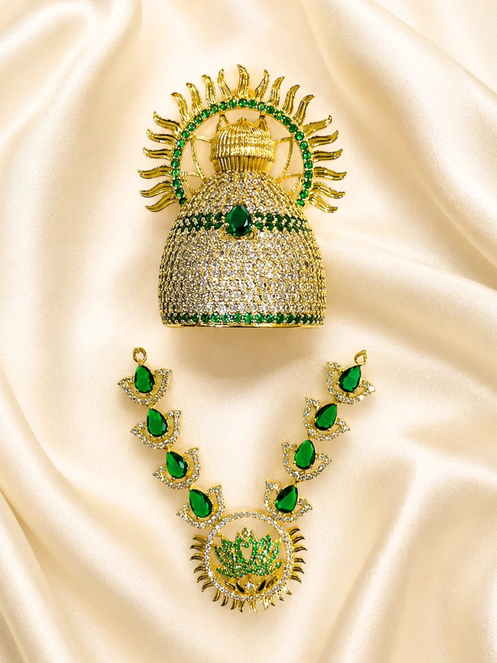 Surya Mahal AD Jewellery Set, featuring radiant stonework and a majestic design for royal everyday and festive shringar.
