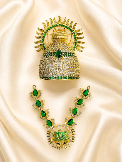 Surya Mahal AD Jewellery Set, featuring radiant stonework and a majestic design for royal everyday and festive shringar.
