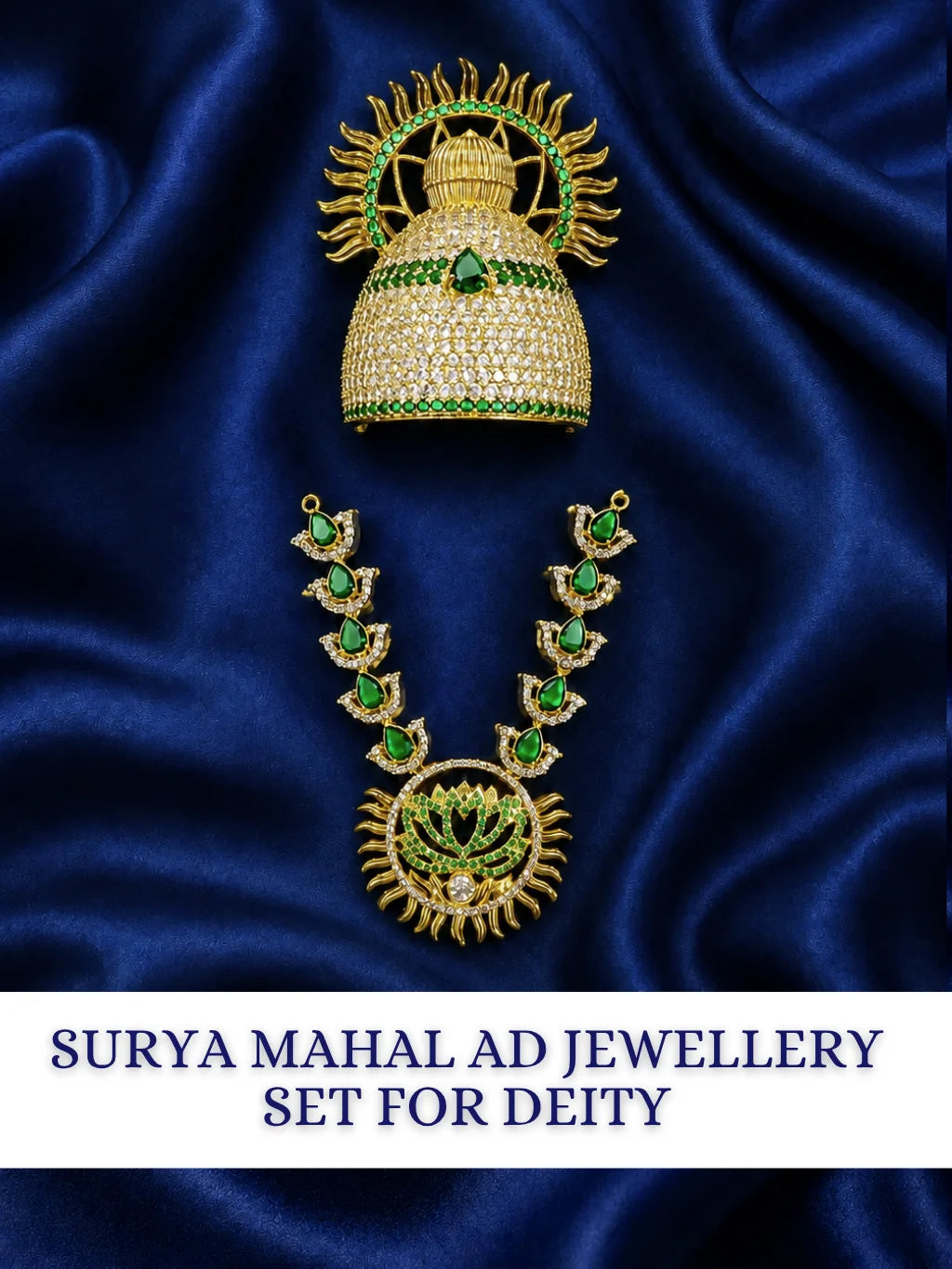 Surya Mahal AD Jewellery Set, featuring radiant stonework and a majestic design for royal everyday and festive shringar.