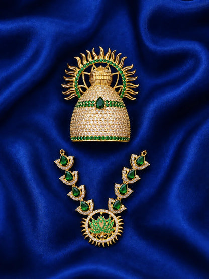 Surya Mahal AD Jewellery Set, featuring radiant stonework and a majestic design for royal everyday and festive shringar.