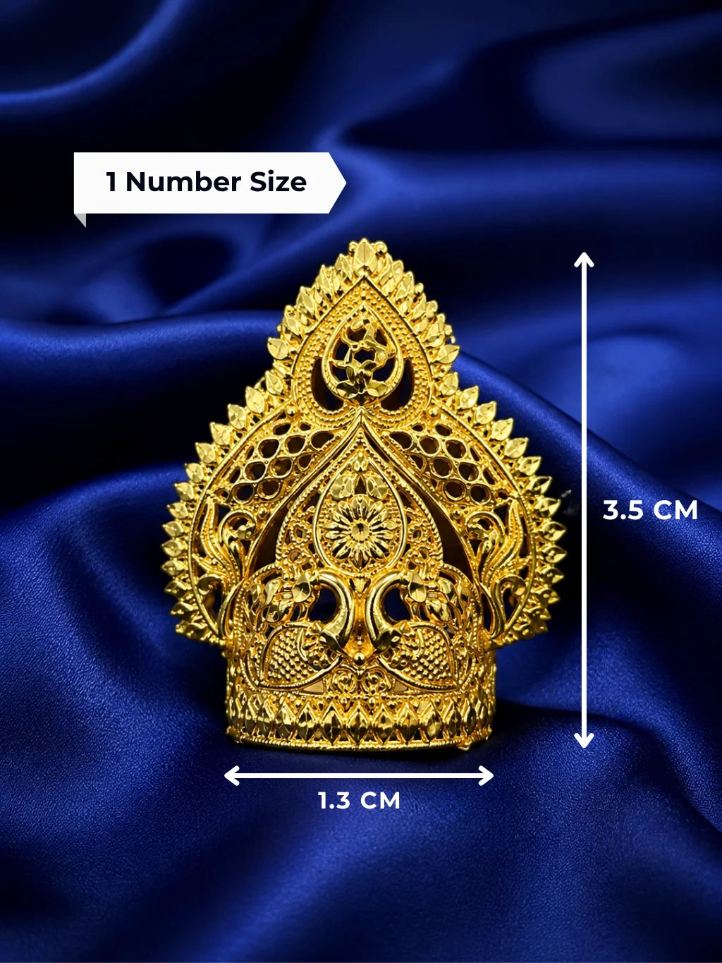 Swarnam gold-plated mukut for deities with intricate handcrafted traditional design