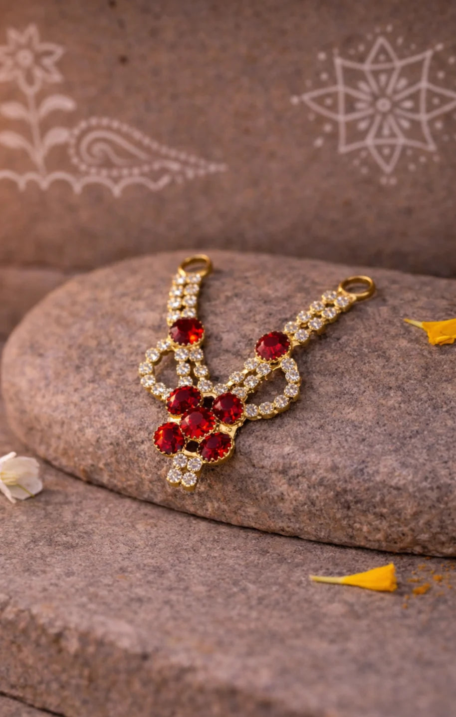 Temple Style Red Stone Laddu Gopal Jewellery