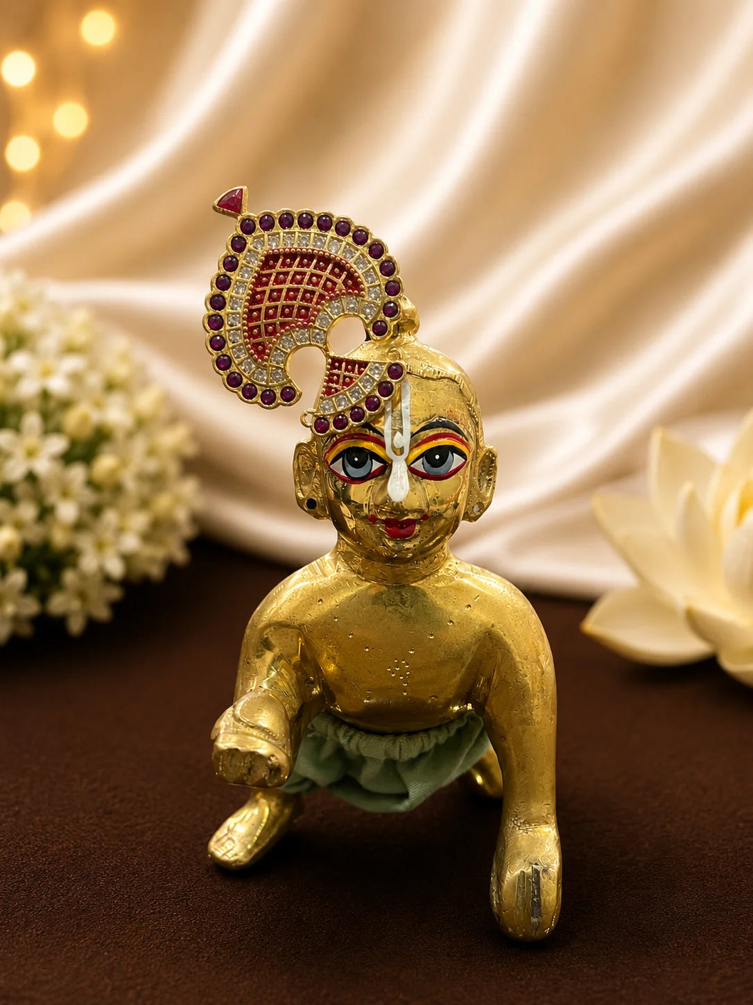 Vaibhav AD Seep Mukut for Laddu Gopal with sparkling AD stone work and royal design