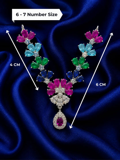 Premium gold touch multicolor rainbow floral AD stone necklace garland for Laddu Gopal Ji deity