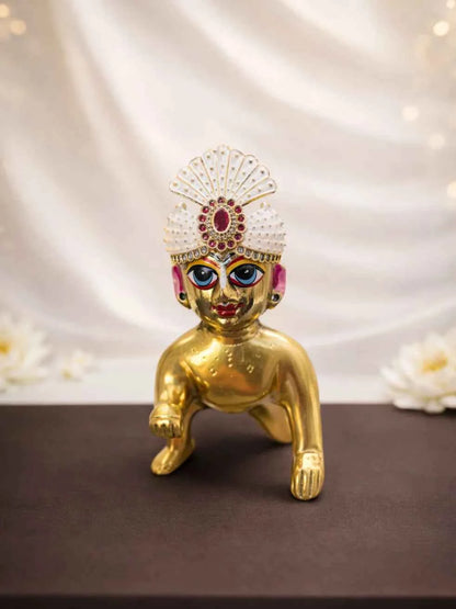 White Jadau Laddu Gopal Mukut