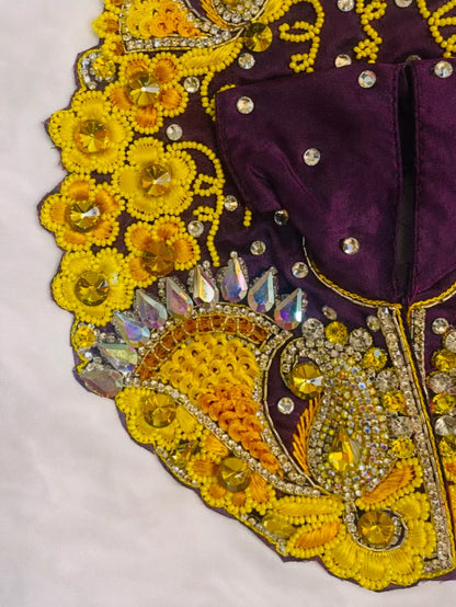 Wine color heavy work Laddu Gopal poshak for royal shringar