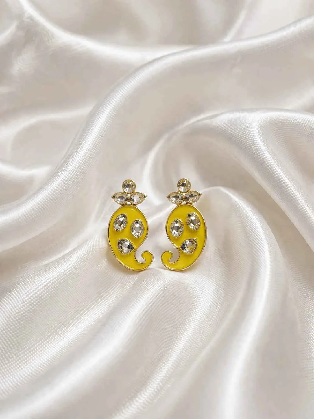 Yellow AD Designer Earrings for Deity