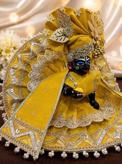Yellow Chanderi Silk Laddu Gopal Dress