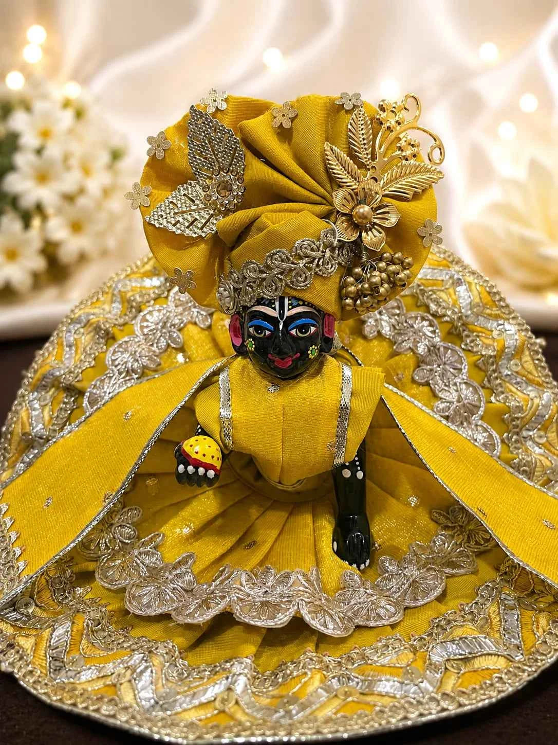 Yellow Chanderi Silk Laddu Gopal Dress