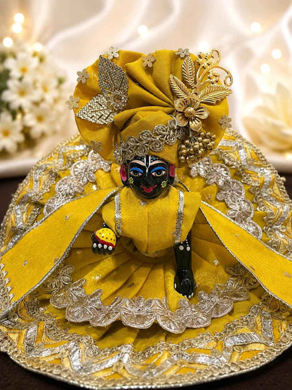 Yellow Chanderi Silk Laddu Gopal Dress
