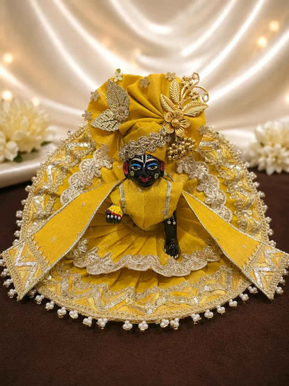 Yellow Chanderi Silk Laddu Gopal Dress